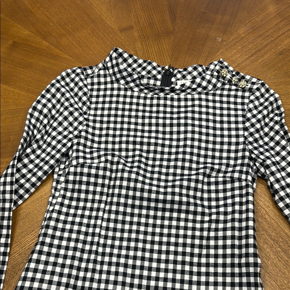 J. Crew Black and White Gingham Top